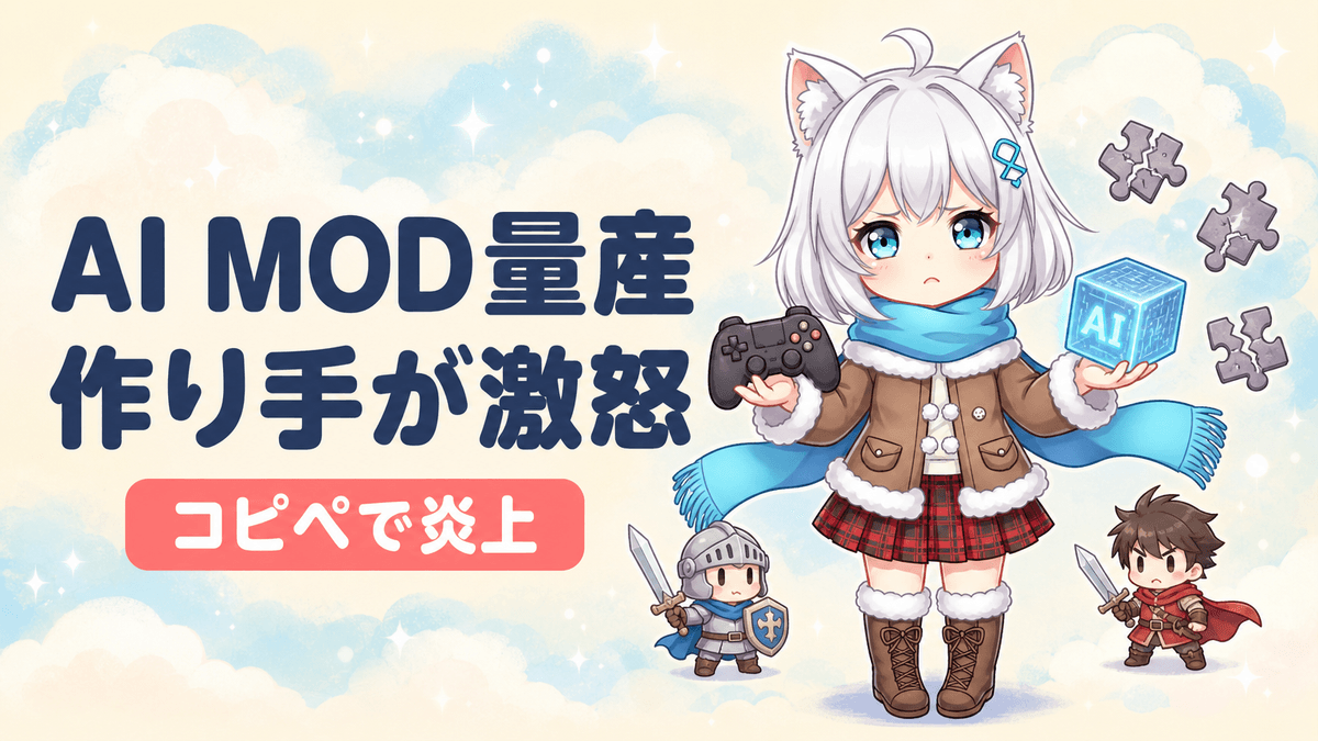 Claude Opus 5.5でゲームMOD量産が炎上|制作者が「AI粗悪品工場」と反発