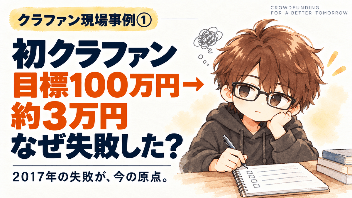クラファン現場事例①|目標100万円で約3万円。僕の初クラファンが失敗した理由