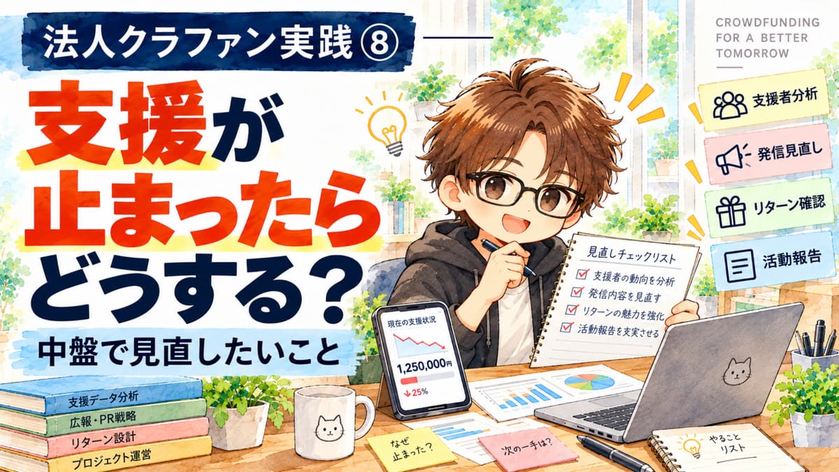 法人クラファン実践⑧|企業クラファンの支援が止まった時どうする?中盤で見直したいこと