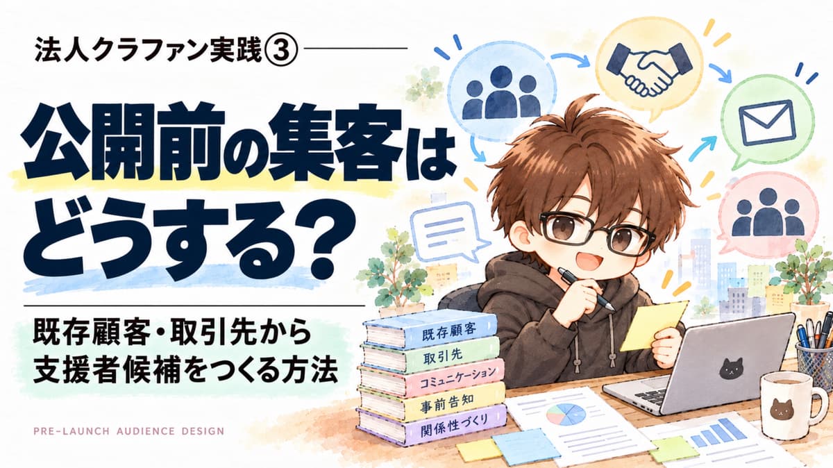 法人クラファン実践③|公開前の集客はどうする?既存顧客・取引先から支援者候補をつくる方法